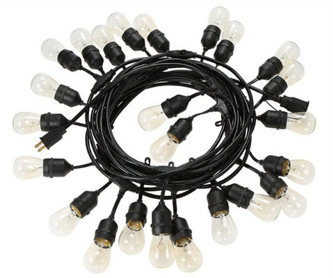 IP65 48ft 24 Head Plug In LED Bulb String Lights