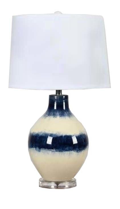 FCC Jadeite Striped A19 Modern Bedside Table Lamps